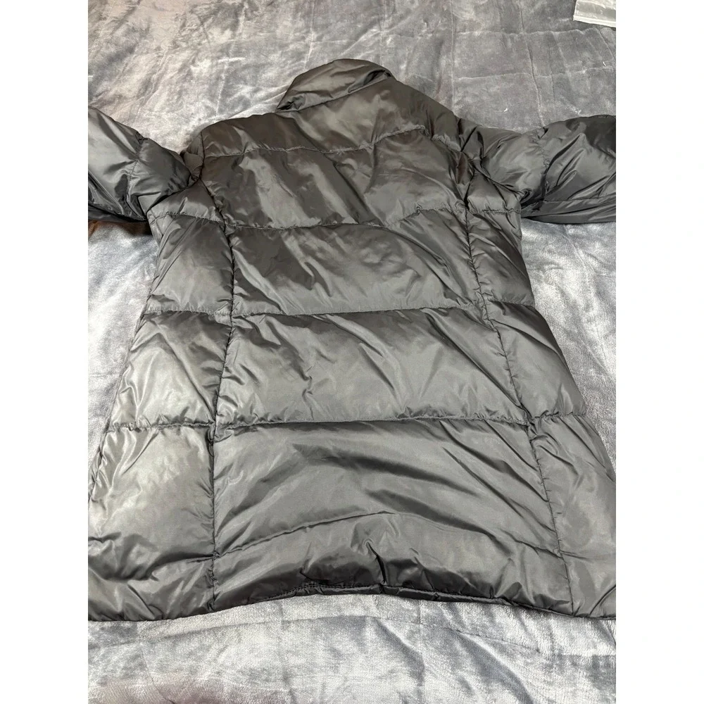 Coach Puffer‎ Jacket Down Fill Black Leather Trim Quilted Women's Size L